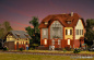 Preview: Kibri 39315 H0 Eisenbahner-Wohnhaus mit Baugerüst mit Nebengebäude