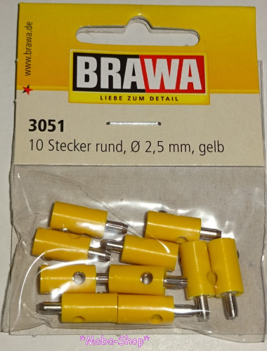 Brawa 3051 Querlochstecker rund gelb (10 Stück)