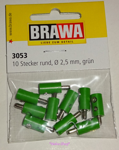 Brawa 3053 Querlochstecker rund grün (10 Stück)