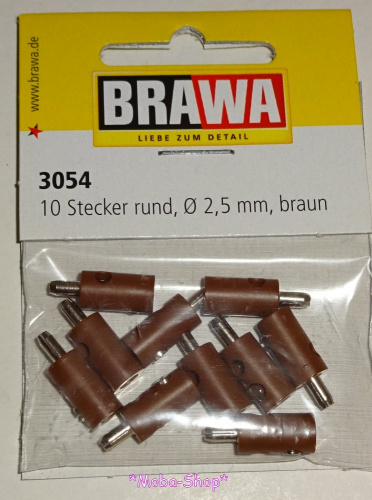 Brawa 3054 Querlochstecker rund braun (10 Stück)
