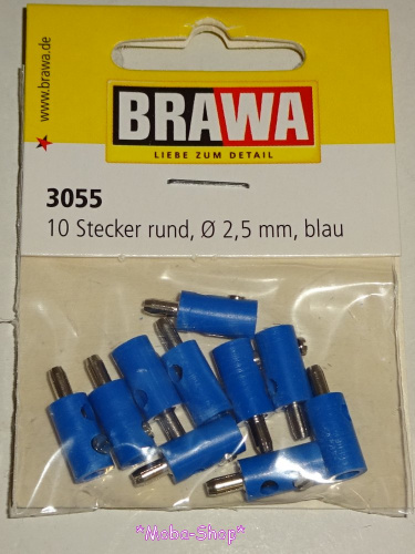 Brawa 3055 Querlochstecker rund blau (10 Stück)