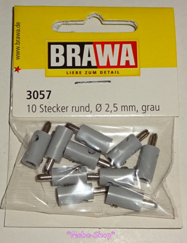 Brawa 3057 Querlochstecker rund grau (10 Stück)