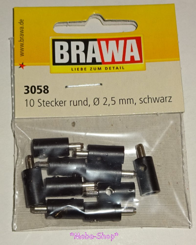 Brawa 3058 Querlochstecker rund schwarz (10 Stück)