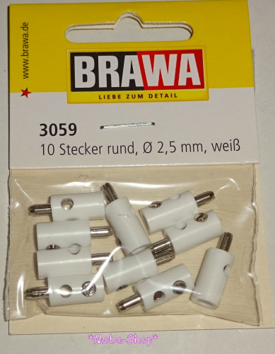 Brawa 3059 Querlochstecker rund weiß (10 Stück)