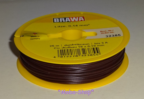 Brawa 32385 Schaltlitze 0,14mm² 25m, dunkelbraun