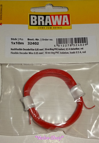 Brawa 32402 Dekoderlitze 0,05 mm², 10m, rot