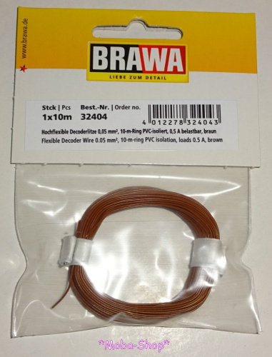 Brawa 32404 Dekoderlitze 0,05 mm², 10m, braun