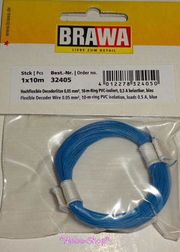 Brawa 32405 Dekoderlitze 0,05 mm², 10m, blau