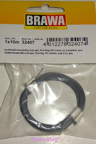 Brawa 32407 Dekoderlitze 0,05 mm², 10m, grau