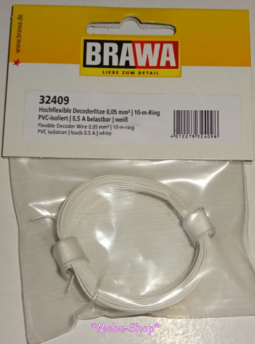 Brawa 32409 Dekoderlitze 0,05 mm², 10m, weiss