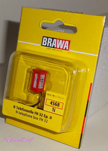 Preview: Brawa 4568 N Telefonzelle FH 32 rot, beleuchtet, Ep. II