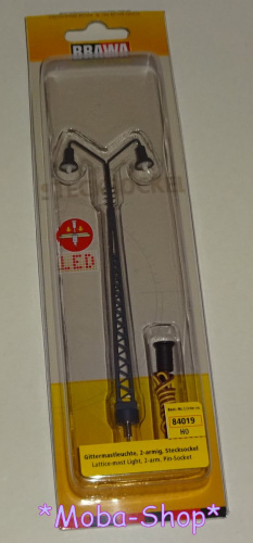 Preview: Brawa 84019 H0 Gittermastleuchte doppelt, Stecksockel mit LED
