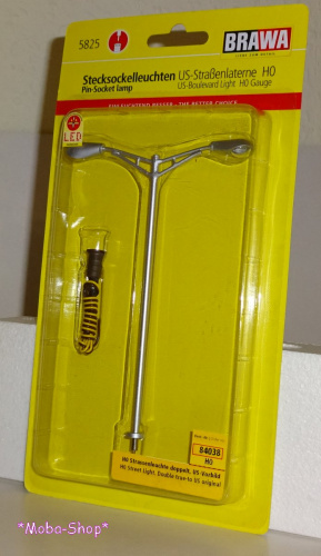 Brawa 84038 H0 US Strassenleuchte doppelt, Stecksockel, LED