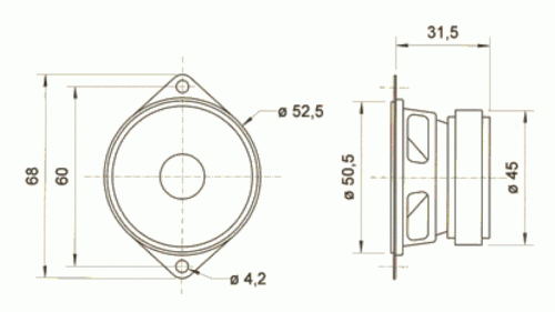 Preview: ESU 50337 Lautsprecher 8 Ohm, Visaton FRS 5, 52mm, für XL
