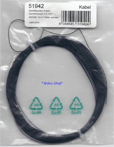 ESU 51942 Hochflexibles Kabel, 10m, 0.5mm, schwarz