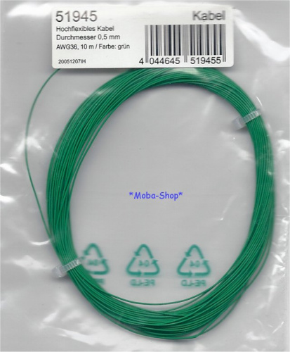 ESU 51945 Hochflexibles Kabel, 10m, 0.5mm, grün