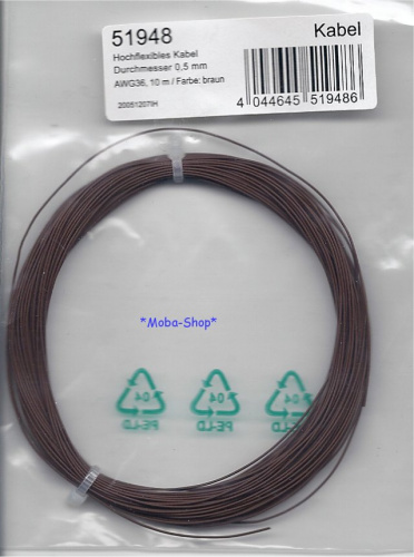 ESU 51948 Hochflexibles Kabel, 10m, 0.5mm, braun