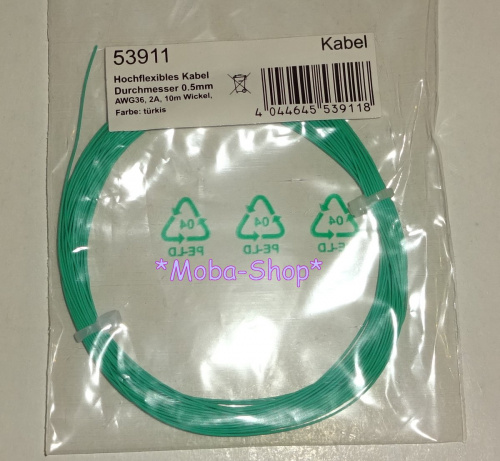 ESU 53911 Hochflexibles Kabel, 10m, 0.5mm, türkis