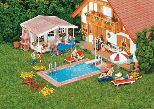 Faller 180542 H0 Swimmingpool + Gartenhaus