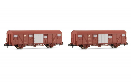 Arnold HN6439 N 2-tlg.Set gedeckte Güterwagen Gbs, FS, Ep. IV-V