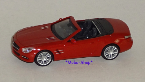 Preview: Herpa 034838 MB SL-Klasse Cabrio mit Hardtop, Le mans rot metallic