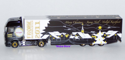 Herpa 158992 MB Actros Giga Koffer-Sattelzug »Christmas 2011«