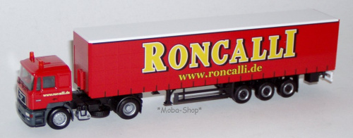 Herpa 303033 MAN F2000 Gardinenplanen-Sattelzug »Roncalli«