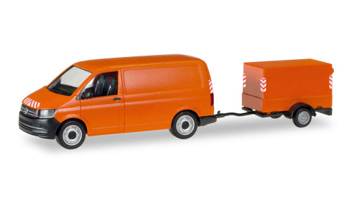Herpa 093071 VW T6 Transporter mit Planen-Anhänger