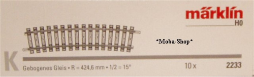 Märklin 2233 (10x) H0~ K-Gleis gebogen, R424,6 mm, 15°
