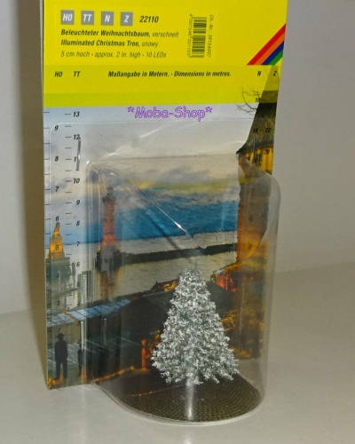 NOCH 22110 H0/TT/N/Z Beleuchteter Weihnachtsbaum, weiß, mit 10 LEDs