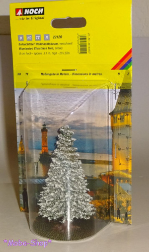 NOCH 22120 H0/TT/N Beleuchteter Weihnachtsbaum, weiß, mit 20 LEDs, 8cm hoch
