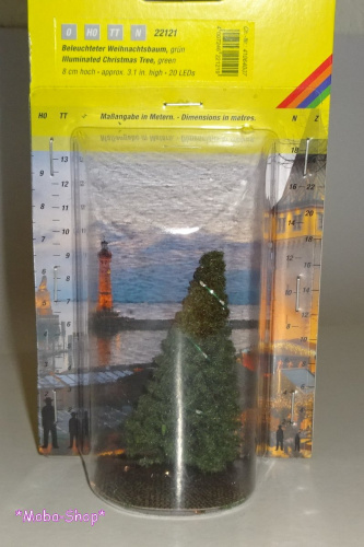 Preview: NOCH 22121 H0/TT/N Beleuchteter Weihnachtsbaum, grün, mit 20 LEDs, 8cm hoch