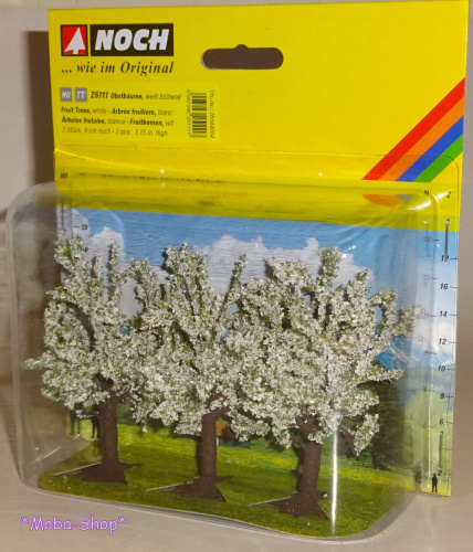 Preview: NOCH 25111 H0/TT 3 Obstbäume, weiss blühend