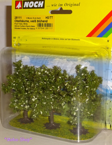 Preview: NOCH 25111 H0/TT 3 Obstbäume, teil weiss blühend