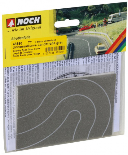 Preview: NOCH 48590 TT Straßenfolie Universalkurve, Landstraße Grau