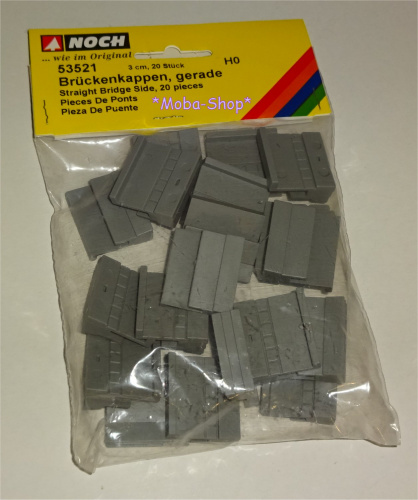 Preview: NOCH 53521 H0 Brückenkappen, gerade 3cm, 20 Stück