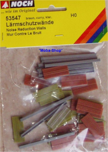 NOCH 53547 H0 Lärmschutzwände, braun, curry, clar