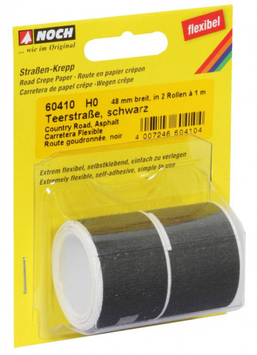 Preview: NOCH 60410 H0 Straßenkrepp Teerstraße, schwarz, 48 mm breit