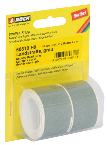 Preview: NOCH 60610 H0 Straßenkrepp Landstraße grau, 48 mm breit, 2 m