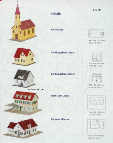 Preview: PIKO 61925 H0 5-tlg. Dorf-Set