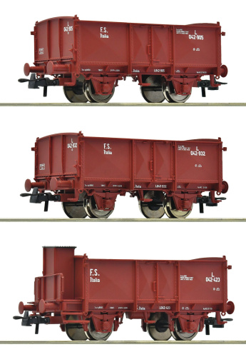 ROCO 66600088 H0 3-tlg. Set: Offene Güterwagen, FS