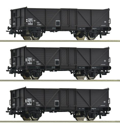 ROCO 66600141 H0 3-tlg. Set: Offene Güterwagen, SNCF