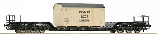 ROCO 67478 H0 Tiefladewagen + Holzkiste, DSB