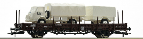 ROCO 67496 H0 Rungenwagen, ÖBB mit Steyr 680 des ÖBH