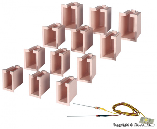 Viessmann 6005 Hausbeleuchtungs-Set, 12 Boxen, 1 LED weiß