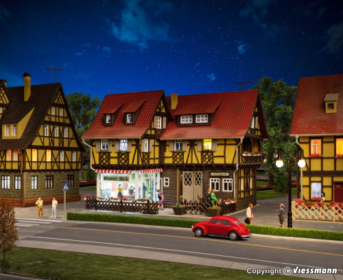 Preview: Vollmer 43692 H0 Blumengeschäft mit Inneneinrichtung & Beleuchtung