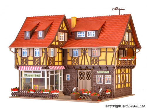 Preview: Vollmer 43692 H0 Blumengeschäft mit Inneneinrichtung & Beleuchtung