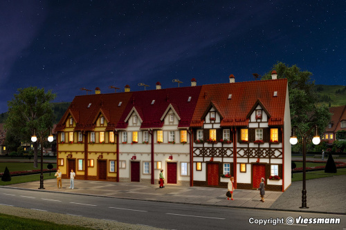 Preview: Vollmer 43843 H0 Reihen-Doppelhaus, beige