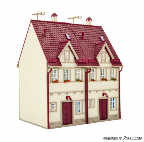 Preview: Vollmer 43843 H0 Reihen-Doppelhaus, beige