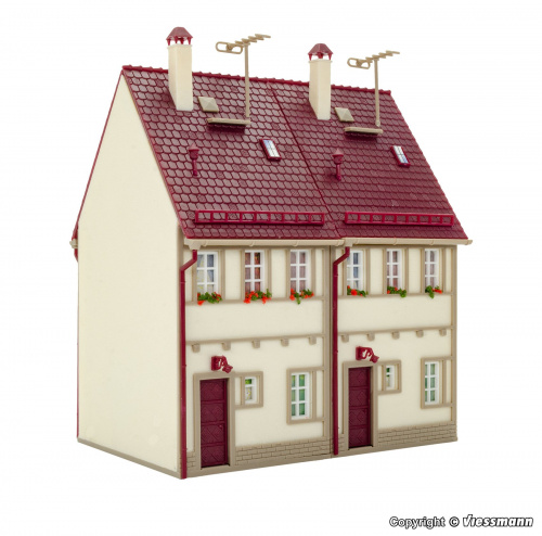 Preview: Vollmer 43843 H0 Reihen-Doppelhaus, beige